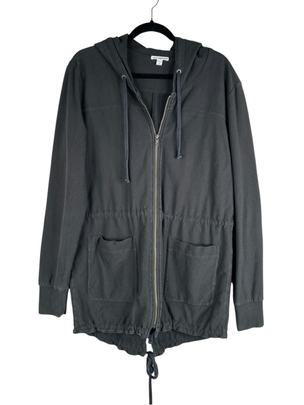 James Perse Women's Charcoal Gray Drawstring Waist Zip Down Hoodie Size Large
